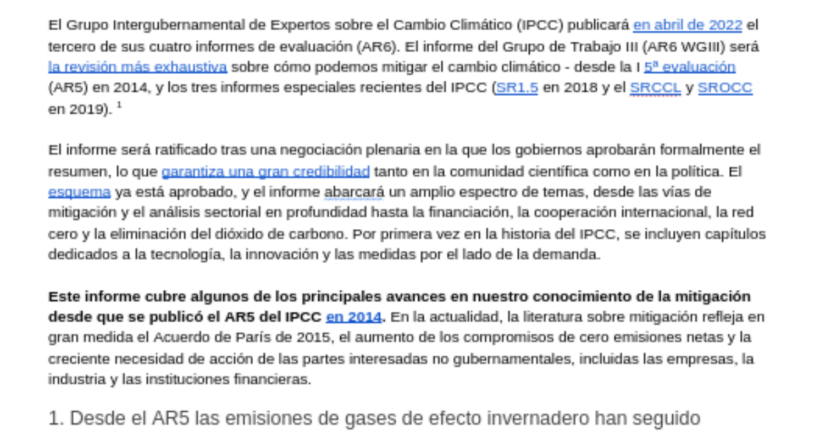 Próximo 6º Informe de Evaluación del IPCC: Mitigación del Cambio Climático – ES